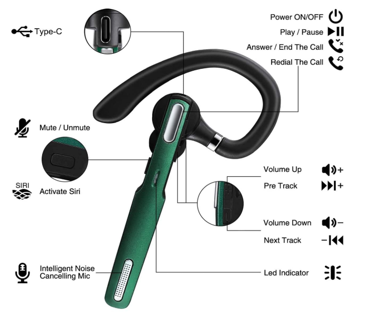 Bluetooth Headset G3 Green